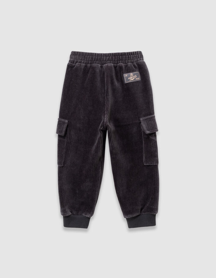 Pantalon de jogging gris maille velours côtelé garçon IKKS