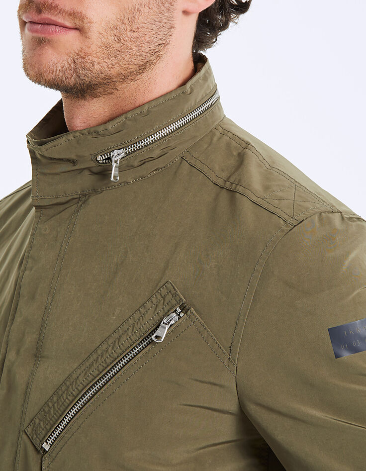 Men's khaki safari jacket, camouflage lining-5