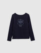 Tee-shirt tunisien navy couronne relief dos fille-5