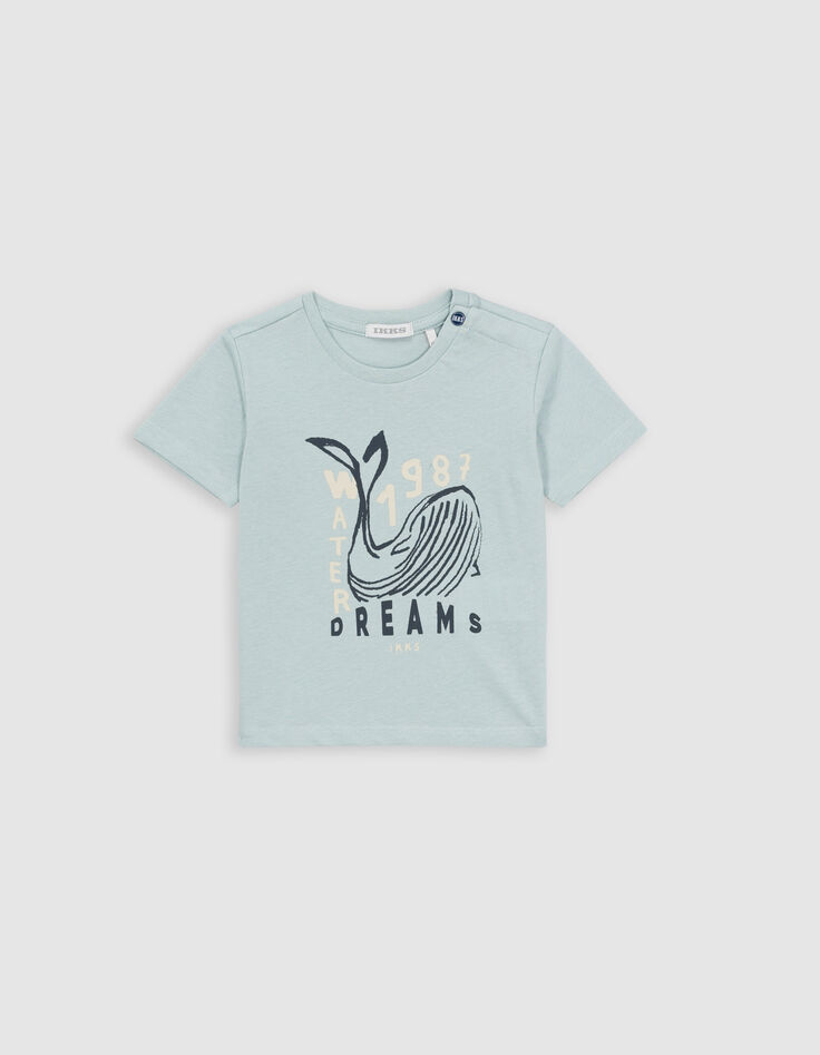 Green organic cotton baby boy whale T-shirt-1