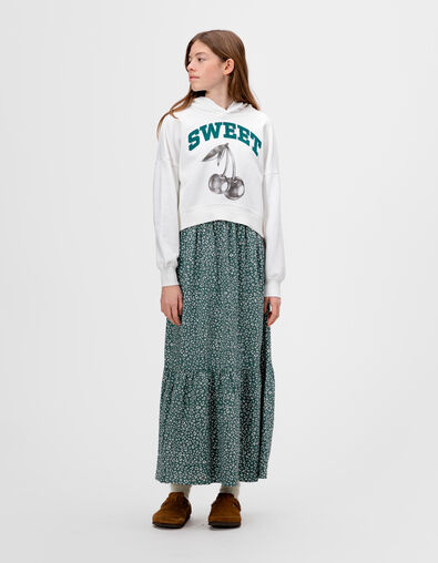Sudadera capucha blanco mensaje bordado niña - IKKS