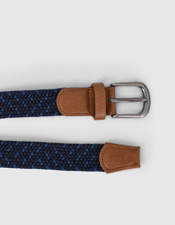 Ceinture indigo tressée et camel garçon -2