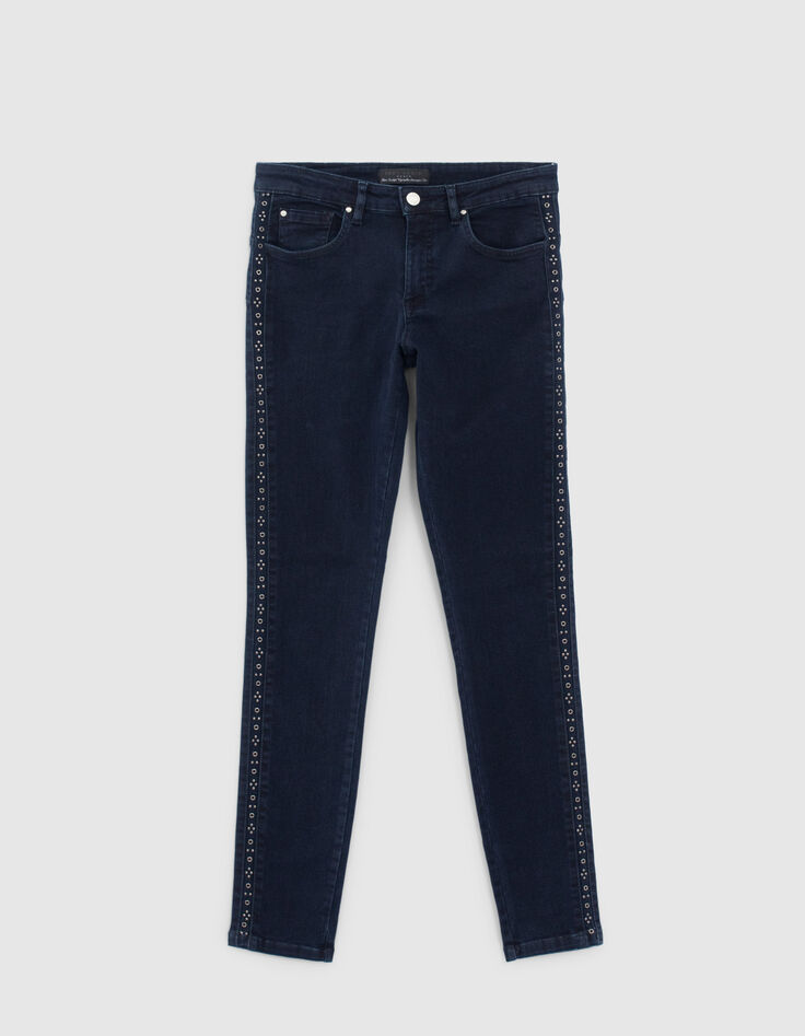 Women’s navy sculpt-up 7/8 slim jeans with eyelets-1