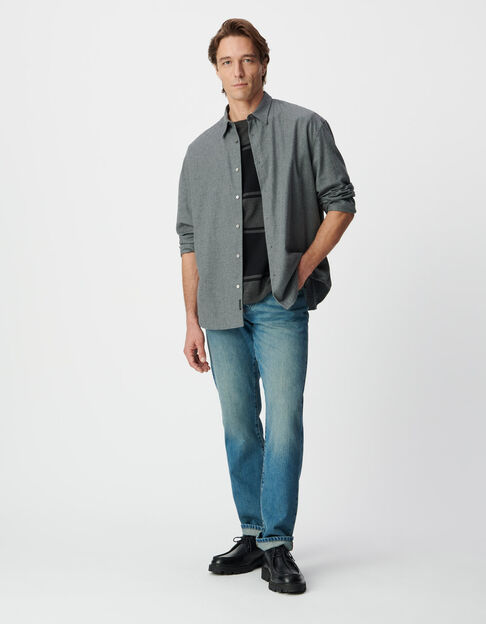 Camisa loose gris franela algodón hombre - IKKS