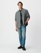 Camisa loose gris franela algodón hombre-1 Camisa loose gris franela algodón hombre-1