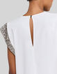 Women’s white top with beads and sequins on shoulders-4