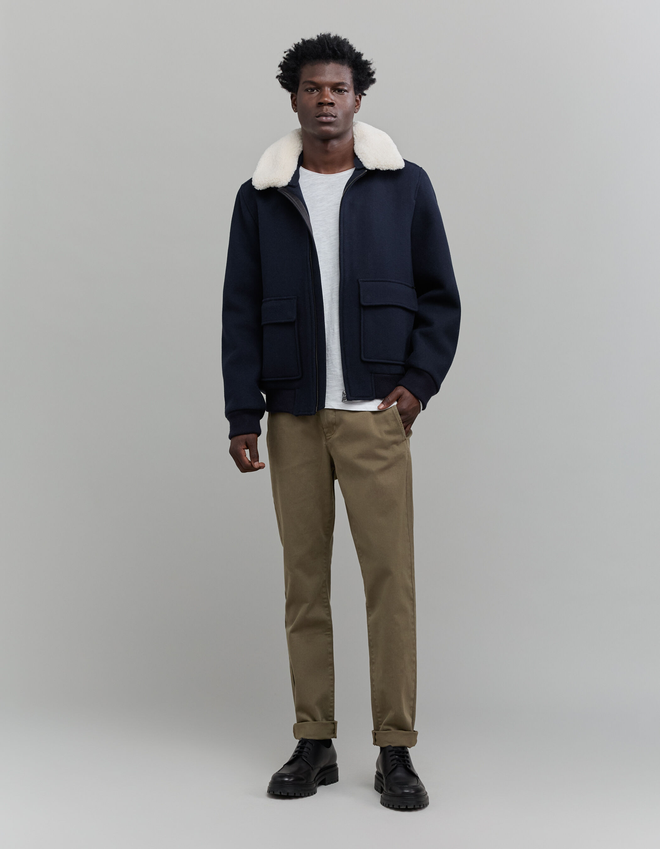 Pantalon chino SLIM kaki Homme IKKS