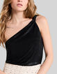 Zwarte one shoulder top Dames-4