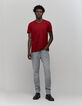 T-shirt L'Essentiel rouge foncé coton bio col V Homme-2