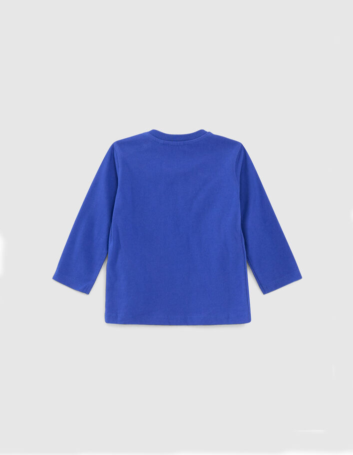 T-shirt bleu électrique visuel lion bébé garçon-4