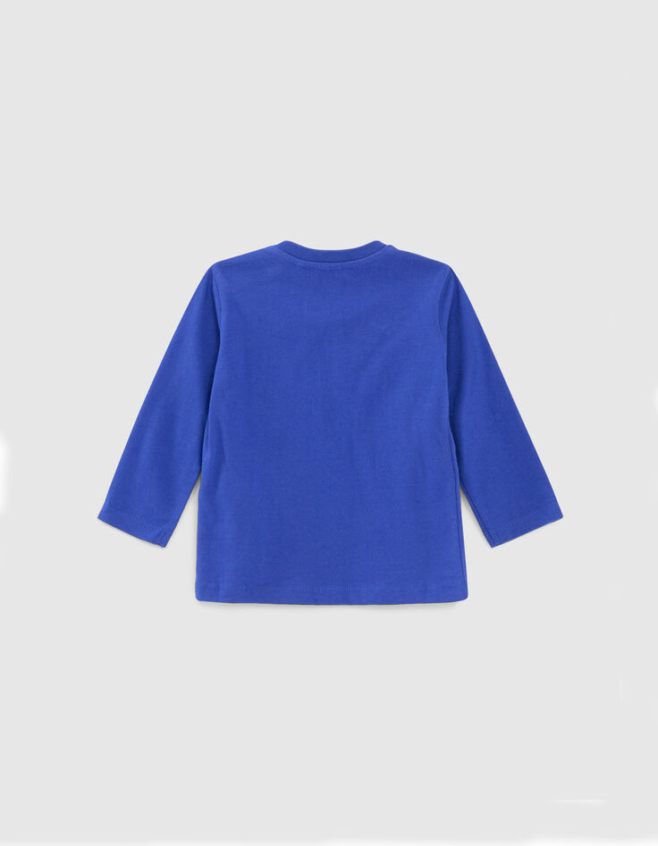 Elektrisch blauw T-shirt opdruk leeuw babyjongens-3