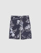 Boys’ navy Bermuda shorts with coral and anchor print-1