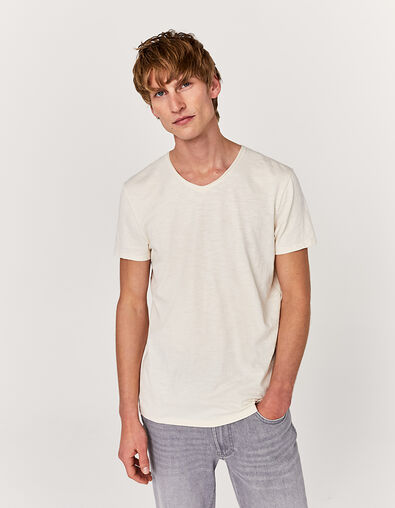 Tee-shirt L'Essentiel naturel chiné à col V Homme - IKKS
