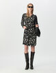 Robe noire imprimé fleurs sauvages ceinture amovible Femme-1 Robe noire imprimé fleurs sauvages ceinture amovible Femme-1