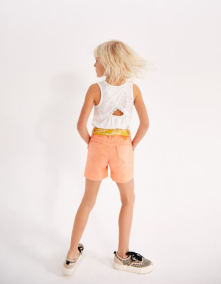 Short vaquero albaricoque con desgastes ni&ntilde;a-6