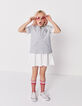 Robe sweat gris et blanc trompe-l'œil fille-1