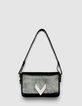 Le 111 ROCK noir cuir glacé double anse clous Femme-3
