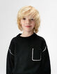 Pull noir tricot poche poitrine garçon-2