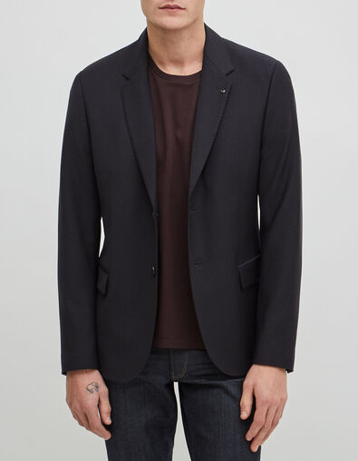 Marineblaues, waschbares Herrensakko aus Flanell - IKKS
