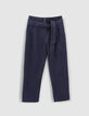 Pantalon large marine avec ceinture amovible Femme-6