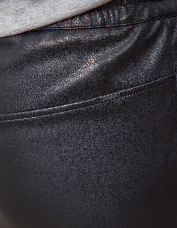 Broek in kunstleer joggingcoupe elastisch onderaan dames-4