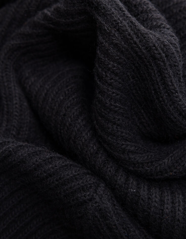 Pull &agrave; capuche noir tricot sans manches I.Code-8