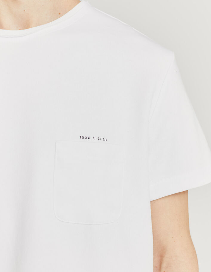 Wit slub T-shirt met opgenaaide zak Heren  - IKKS