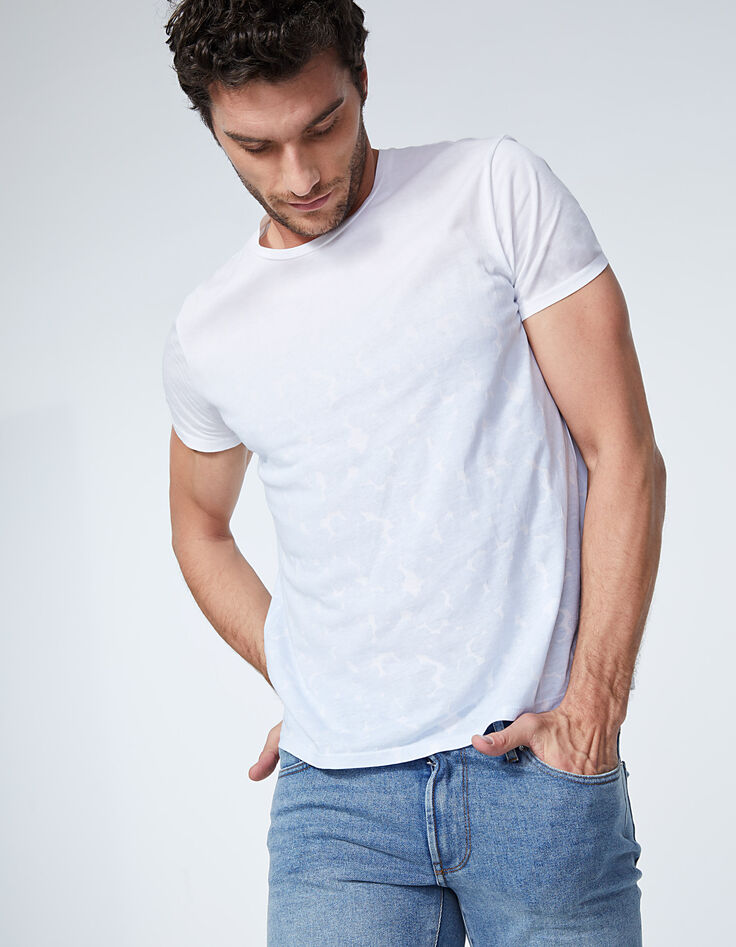Camiseta blanca deep dye con flores para hombre-1