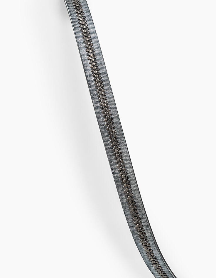 Ceinture en cuir effet argent et clous femme-4