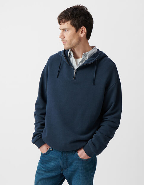 Sweat encre à capuche col zippé Homme - IKKS