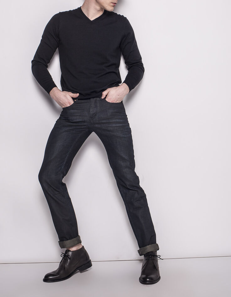 Men's slim black jeans -2