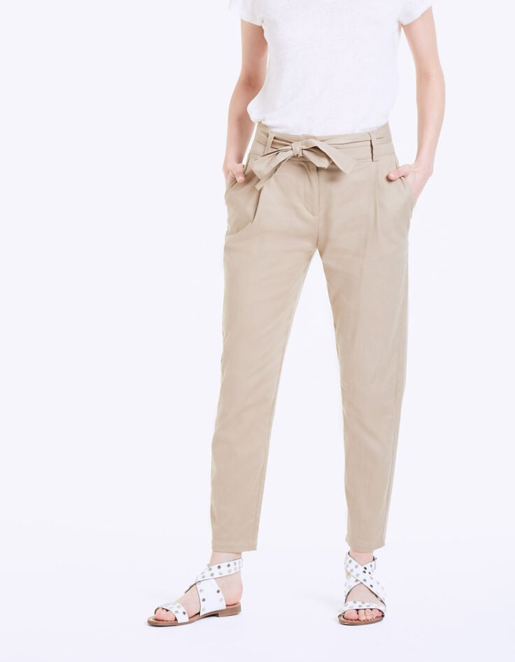 Kn&ouml;chellange, High Waist-Damenhose aus Baumwollleinen-2
