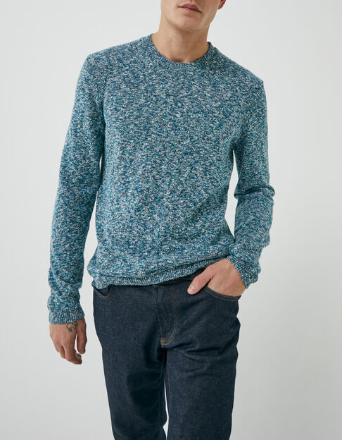 Jersey aguamarina punto mouliné hombre