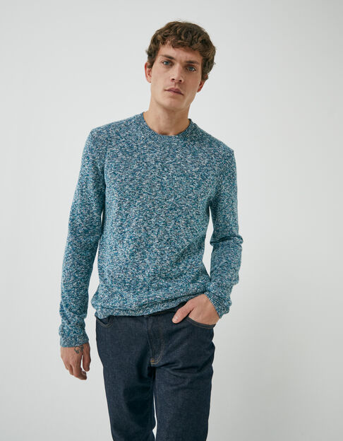 Men’s aqua mouliné knit sweater