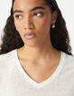 Tee-shirt lin blanc femme-4