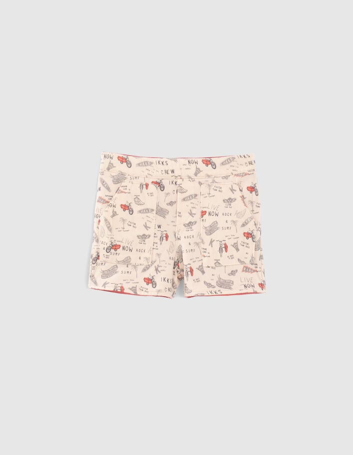 Baby boys' red and rock print reversible Bermuda shorts - IKKS