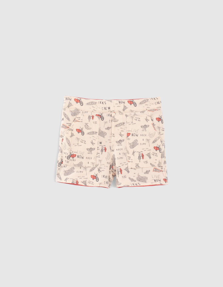 Baby boys' red and rock print reversible Bermuda shorts-3