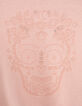 Baby girls' powder pink embroidered skull sweatshirt-3