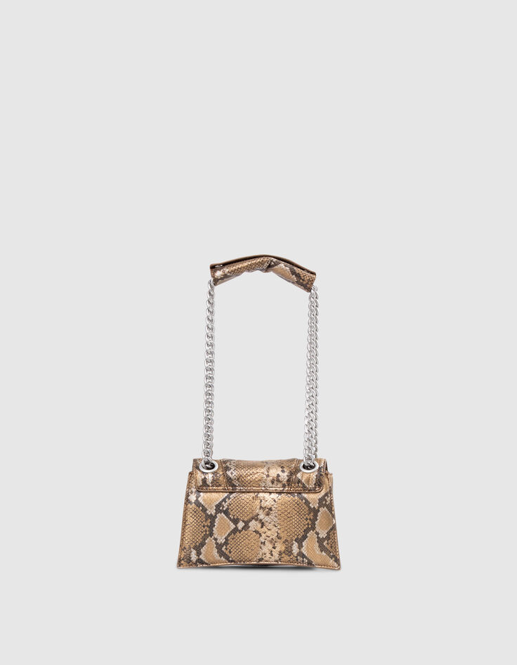 Damen-Tasche THE 1. SEASONALS Gold Leder gesteppt Python S-3