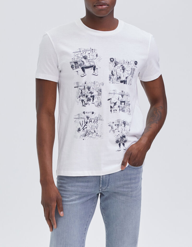 Weißes Herren-T-Shirt bio mit Hip-Hop-Comic-6