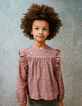 Girl's pink floral print blouse-1