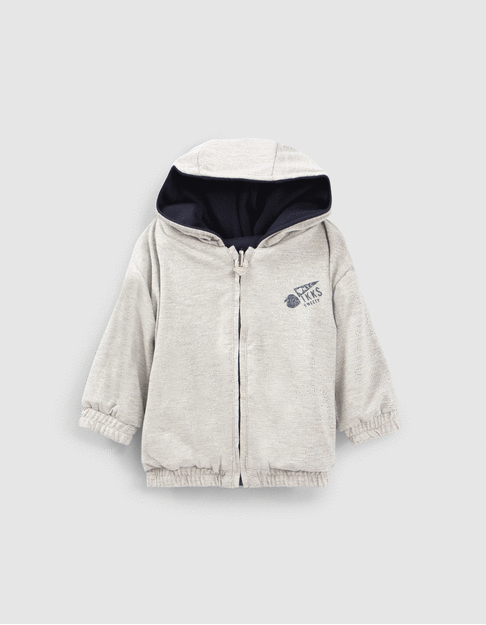 Cárdigan reversible gris lúrex azul marino bebé niña