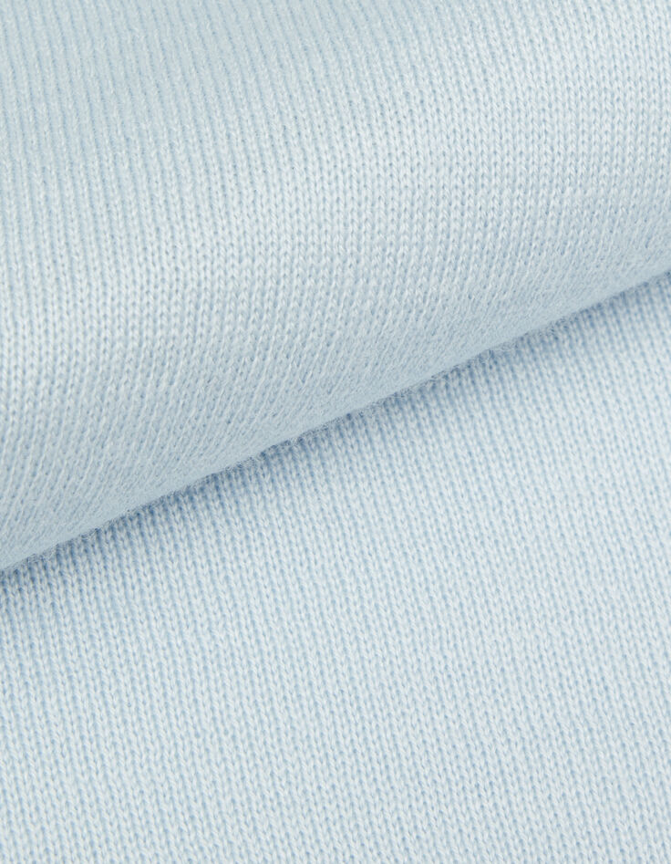 Pull encolure V bleu ciel 100% laine Femme-8