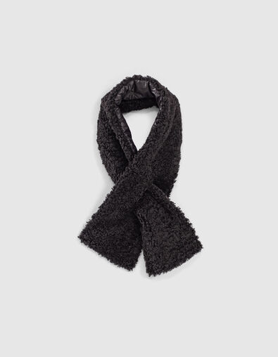 Omkeerbare sjaal zwart nylon en imitatie schapenbont dames - IKKS