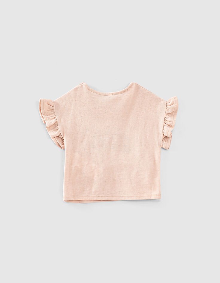 Tee-shirt rose poudré bio van et broderie bébé fille -3 Tee-shirt rose poudré bio van et broderie bébé fille -3