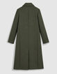 Manteau long droit kaki lainage Femme-7