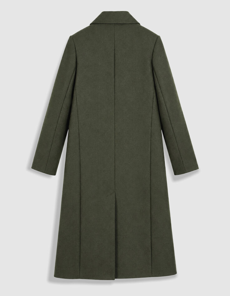 Manteau long droit kaki lainage Femme-7