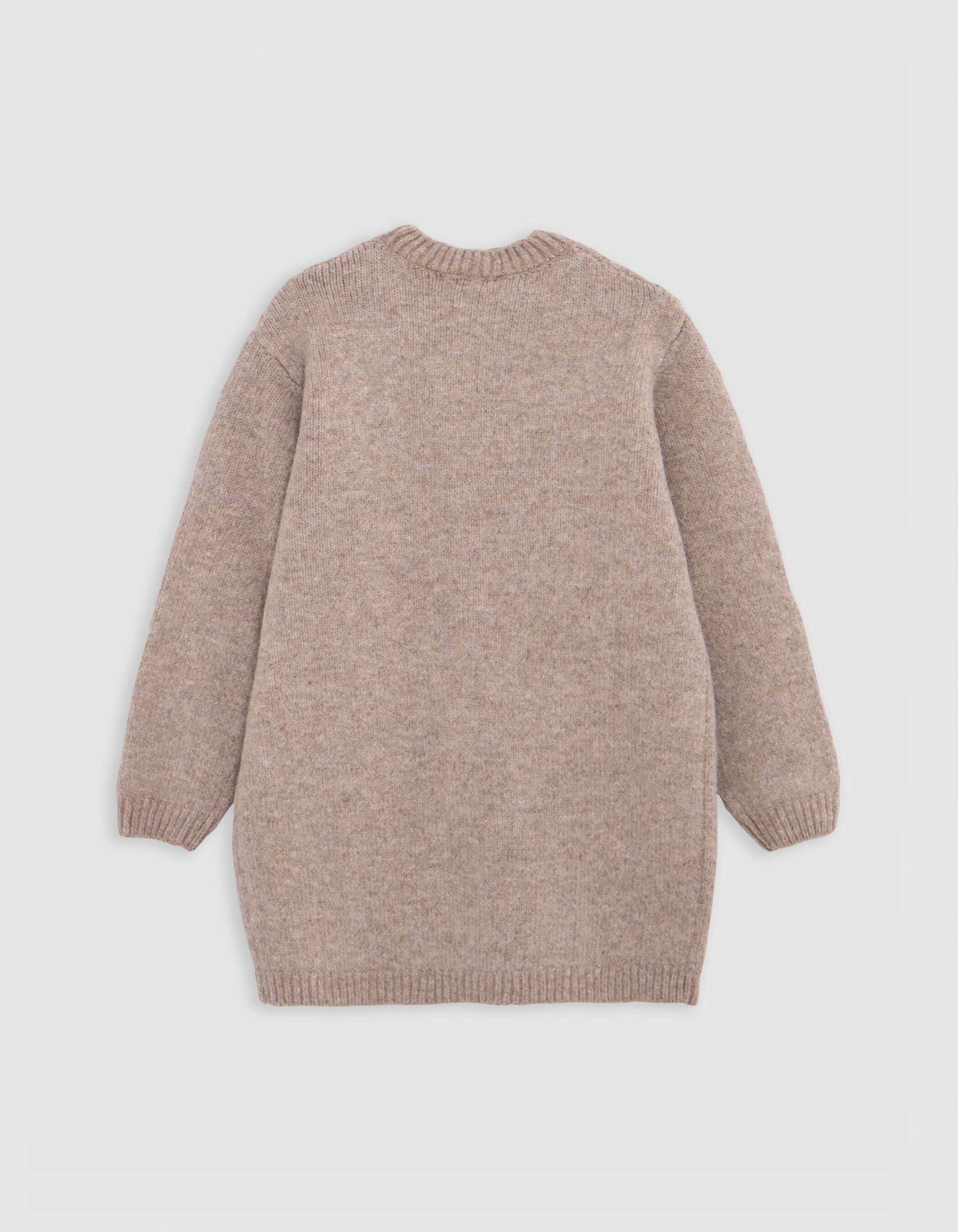 Robe pull beige tricot broderies lurex fille IKKS