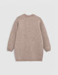 Gebreide meisjesjurk in beige met lurexborduursel-3 Gebreide meisjesjurk in beige met lurexborduursel-3