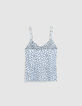 Top caraco fines bretelles bleu motif pois Femme-8